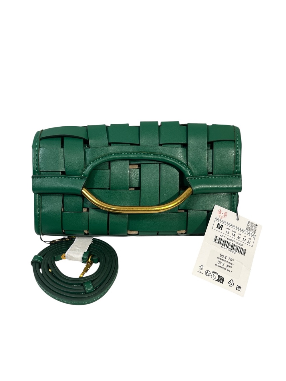 NWT Zara Woven Effect Bag in Green